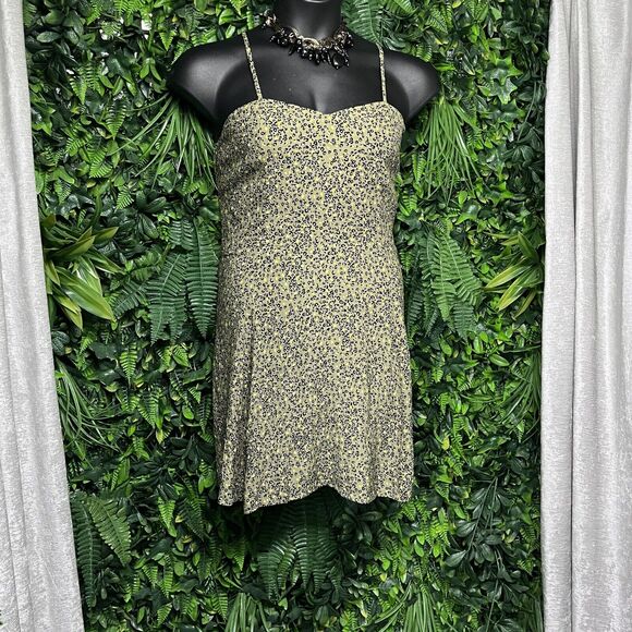 CALVIN KLEIN Dress Women Large Green Animal Print Strappy Mini Skater NWT 2061 - Picture 4 of 8